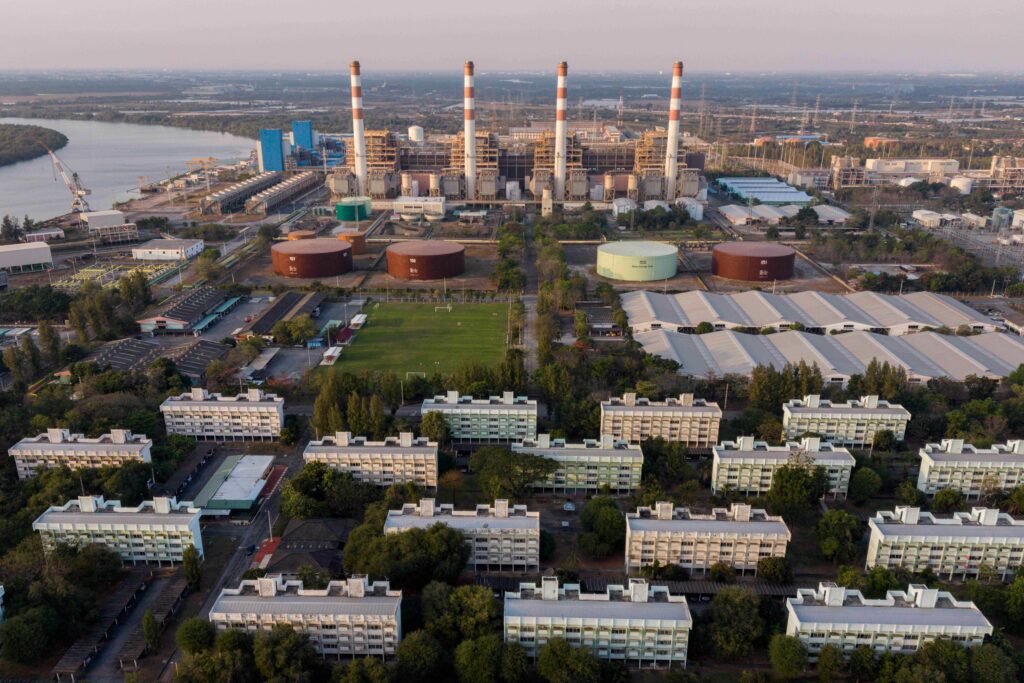 An aerial photo of the 3,248 MW Bang Pakong Power Plant in Chachoengsao Province, Thailand. Photo by Andy Ball for Mongabay.