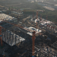 The construction site of Bridge Data Centre’s 0.2 GW QHI01 data center in Khlong Tamru subdistrict, Chonburi province, Thailand as seen in December 2025. Photo by Andy Ball for Mongabay.