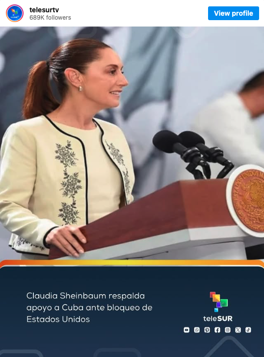 Mexican President Claudia Sheinbaum speaks during a public event in Nayarit addressing Mexico’s support for Cuba. Photo: EFE