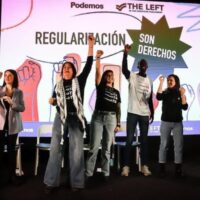 Members of Regularización YA celebrate the announcement of Spain’s regularization program, which could grant legal residence and work permits to around 500,000 migrants. Photo courtesy Regularización YA.