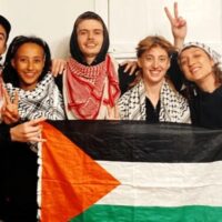 Left to right: Daniel Tatlow-Devally, Zo Hailu, Crow Tricks, Vi Kovarbasic and Leandra Rollo
