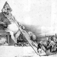 A lithograph of Gargantua by Honoré Daumier, December 16, 1831. (Wikimedia Commons)