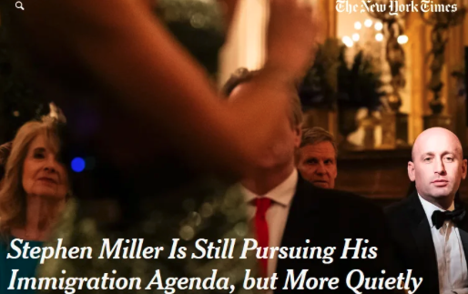 “There is little sense inside the administration that Mr. Miller has lost his standing with Mr. Trump. Far from acknowledging defeat, Mr. Miller appears to have simply adjusted his strategy in an effort to minimize political fallout” -- https://www.nytimes.com/2026/04/05/us/politics/stephen-miller-immigration-agenda.html
