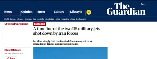 “The CIA pulled off a diversion, according to Axios, reportedly by planting fake information that the second airman had already been rescued and was being driven out of Iran. The agency used ‘unique capabilities’ to search and locate them. ‘This was the ultimate needle in a haystack but in this case it was a brave American soul inside a mountain crevice, invisible but for CIA’s capabilities,’ an official told the outlet. The Pentagon and White House then ordered an immediate rescue mission. Two MC-130J Air Force special operations transport planes landed at an landing airport near the downed airman. A regional intelligence official briefed on the mission told the Associated Press that the US military blew up two transport planes due to a technical malfunction. Reports suggest they make have got stuck in mud and were blown up on the ground by US forces to prevent them falling into Iranian hands. US forces then used three other transport planes to carry the airman and his rescuers out of Iran, according to the New York Times.” https://www.theguardian.com/world/2026/apr/05/timeline-us-military-jets-shot-down For the US losses, see also: https://www.washingtonpost.com/national-security/2026/04/04/us-pilot-rescue-iran-f15-crash/ and https://www.nytimes.com/2026/04/05/us/iran-airman-fighter-jet-rescue-mission.html