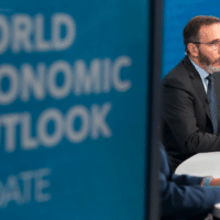 IMF's chief economist Pierre-Olivier Gourinchas presenting the World Economic Outlook update in 2022. Photo: IMF / Cory Hancock