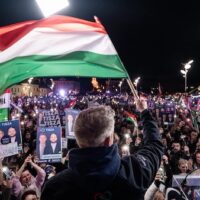Péter Magyar during a pre-election rally. Source: Péter Magyar/X