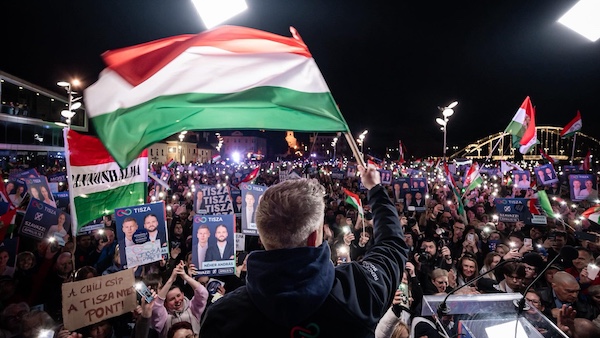 Péter Magyar during a pre-election rally. Source: Péter Magyar/X