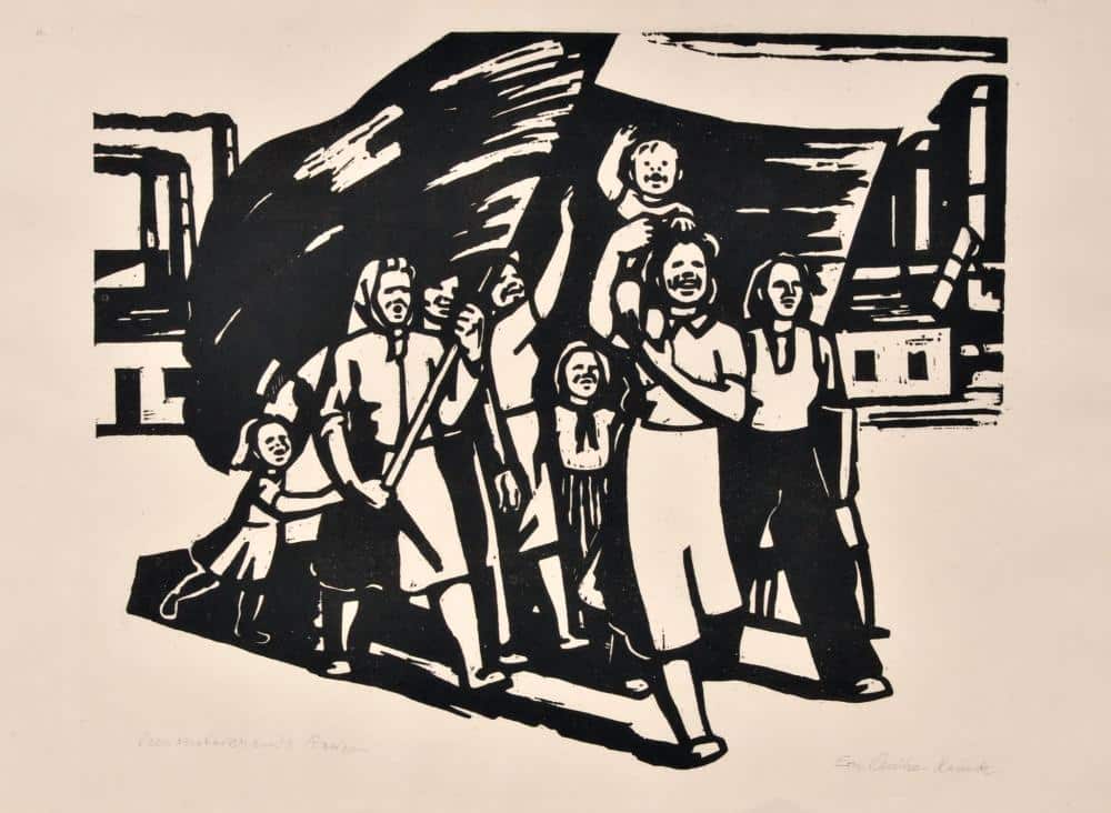 Eva Schulze-Knabe (DDR), Demonstrierende Frauen (Women Marching), 1952.