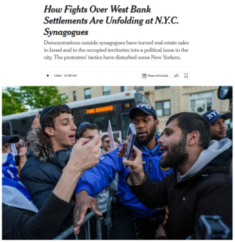 The New York Times‘ subhead (5/15/26) reads: “The protesters’ tactics have disturbed some New Yorkers.” The New Yorkers disturbed by the sale of stolen land didn’t make the headline.