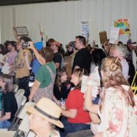 Mass opposition to the 40,000 acre data center at the Box Elder County Commission meeting. Photo: Ezra Robertson/@ezra.photo