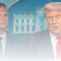President Donald Trump holds a White House press briefing with government officials, including Defense Secretary Pete Hegseth, to announce he is invoking the Home Act on Aug. 11, 2025. (Joey Sussman/Shutterstock)