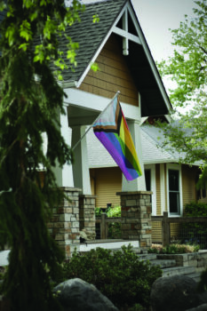 A pride flag flies at a home in Fort Collins, Colorado.