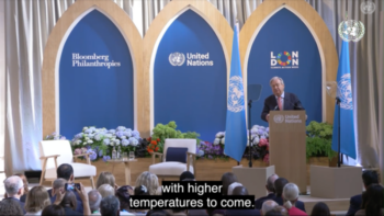 …when a wider shot would have revealed that he was speaking at London Climate Action Week.
