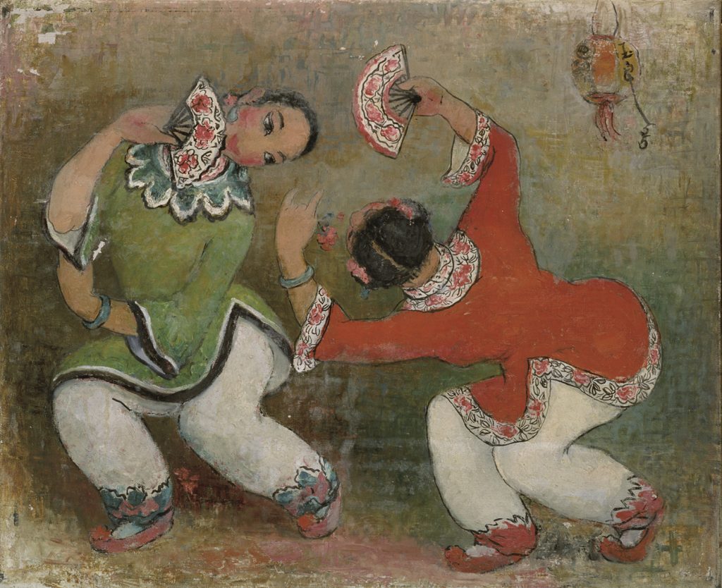 Pan Yuliang (China), Two Girls Dancing with Fans, 1955.