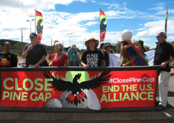 Activists at Pine Gap protest camp. [Source: greenleft.org.au]