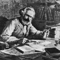 Marx reading at his study, artist unknown.