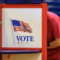 Voting at the Portland Expo in Maine’s June 9, 2026 primary election. (Photo by Jim Neuger/Maine Morning Star)