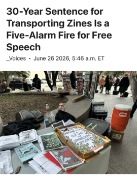 It was hard to find urgent headlines like the Intercept‘s (6/26/26) in corporate media after Prairieland protesters were sentenced to decades in prison.