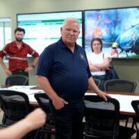 Ontario Premier Doug Ford meets with firefighters and emergency personnel in Thunder Bay during the province’s ongoing wildfire crisis. Photo courtesy Doug Ford/X.