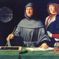 Attributed to Jacopo de’ Barbari (Italy), Portrait of Fra Luca Pacioli with a Pupil, 1495–1500.