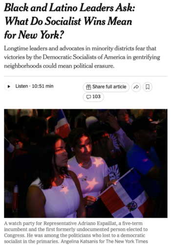 By “Black and Latino leaders,” the New York Times (7/19/26) appears to mean a particular subset of such leaders who have dominated the Democratic Party for decades.