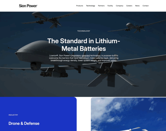 Changes to the main product page on Sion’s website, seen in March 2026 and then June 2026, reflect the company's pivot toward defense. sion.com / archive.org