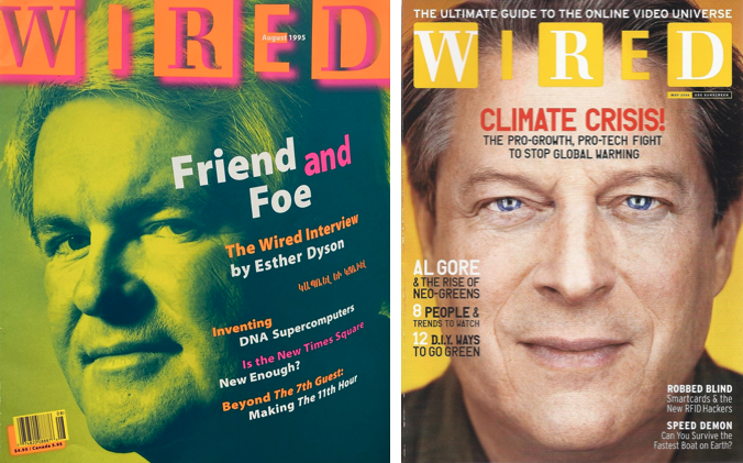 As Silicon Valley gained prominence in the global economy, its producers and investors increasingly allied with government policymakers, like Newt Gingrich (seen on the August 1995 cover of WIRED) and Al Gore (on the May 2006 cover).