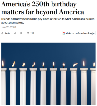 Philippa Stroud complains in the Washington Post (6/23/26) that “students are often taught to view the West primarily through the lens of its failures and injustices.” Maybe elite opinion writers didn’t go to school?