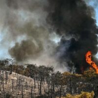 A wildfire rages on a hill in southern France, 6 July 2026 CREDIT: Gabriel Bouys / AFP