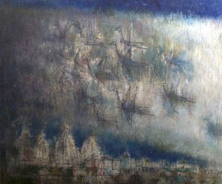 Paritosh Sen (India), Rain over Benares, India, 1962.