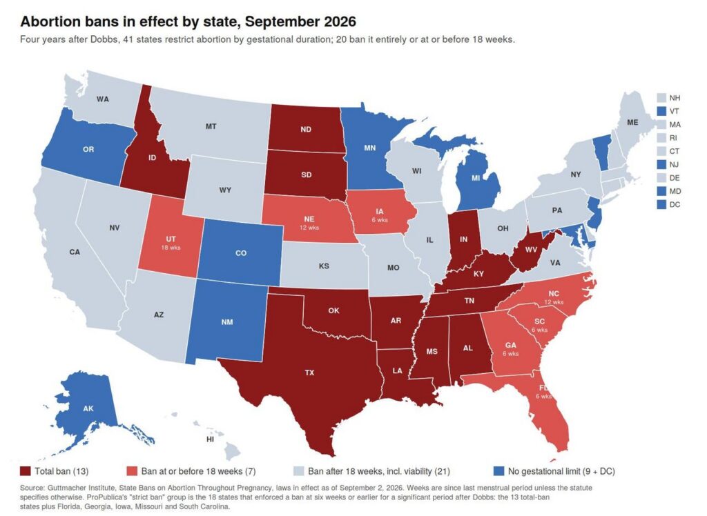 Abortion bans, by state