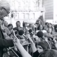 In the early 1950s, he held a security clearance for “Top Secret” documents at the U.S. State Department: Herbert Marcuse during an appearance in Frankfurt am Main (June 6, 1972)