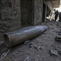 Part of an MK-84 one-ton bomb in the rubble of Gaza City’s Rimal neighborhood, dropped by an Israeli F-16 on May 18, 2021. The Trump administration is preparing to send Israel 40,000 more of them.