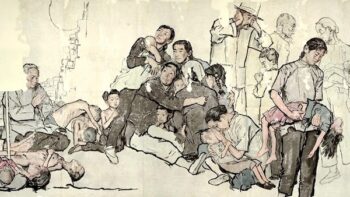 Jiang Zhaohe (China), detail from Liumin Tu (Refugees), 1943.