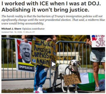 Michael J. Stern (USA Today, 2/18/26): “Democrats must abandon the purity tests.”