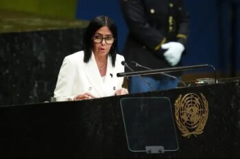 Acting President Delcy Rodríguez at the UN, September 2026.