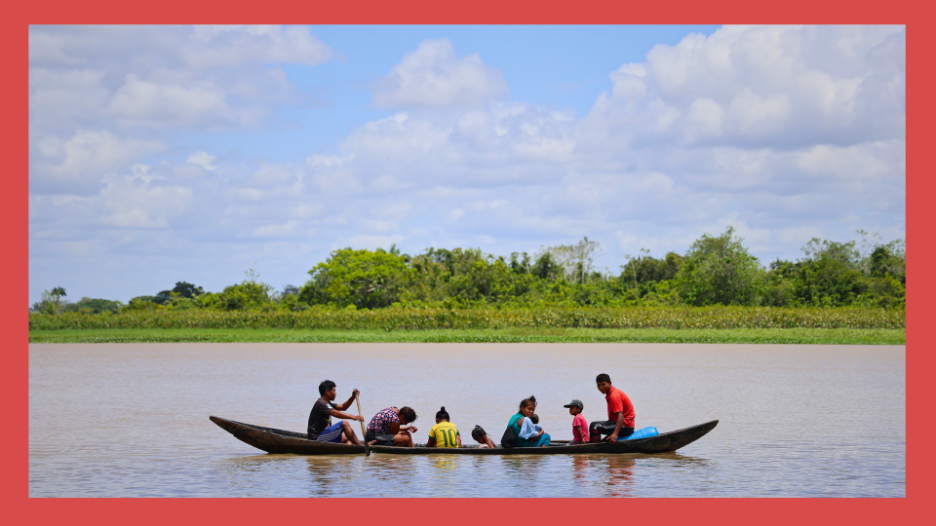 Warao people in a boat on the Orinoco. Photo: Cira Pascual Marquina and Chris Gilbert.