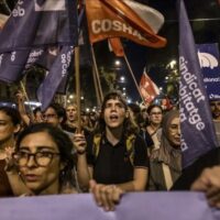 A demonstration against rising housing costs, Barcelona, 5 October 2026 CREDIT: Angel Garcia / Bloomberg