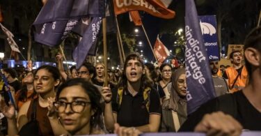 A demonstration against rising housing costs, Barcelona, 5 October 2026 CREDIT: Angel Garcia / Bloomberg