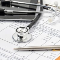Filling Medical Form, document, stethoscope