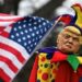 An effigy of US President Donald Trump dressed as a jester is seen at a protest in Washington, DC, on 5 February 2025 (Drew Angerer/AFP)