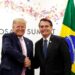 President Trump meets with far right former Brazilian President Jair Bolsonaro at the G20 summit in Japan in 2019. Bolsonaro now faces multiple charges for an attempted coup and assassination plot after losing a reelection bid in 2022. (Palácio do Planalto / CC BY 2.0)