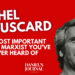A black and white headshot of the French Marxist philosopher Michel Couscard against a red background, with text reading: "Michael Couscard: The Most Important French Marxist You've Never Heard Of."